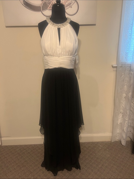 Eliza J Dresses & Skirts - Eliza J Black and White High-Low Evening Dress with Beaded Halter